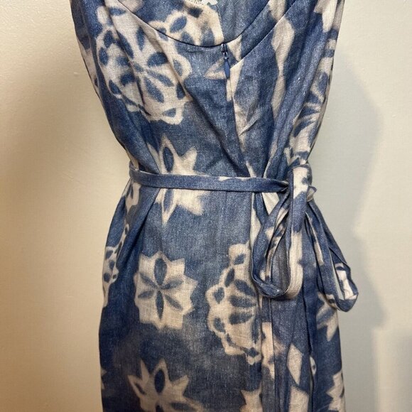 Rebecca Taylor Paper Fleur Whisper Linen Midi Dress Women's Blue S - Picture 8 of 12